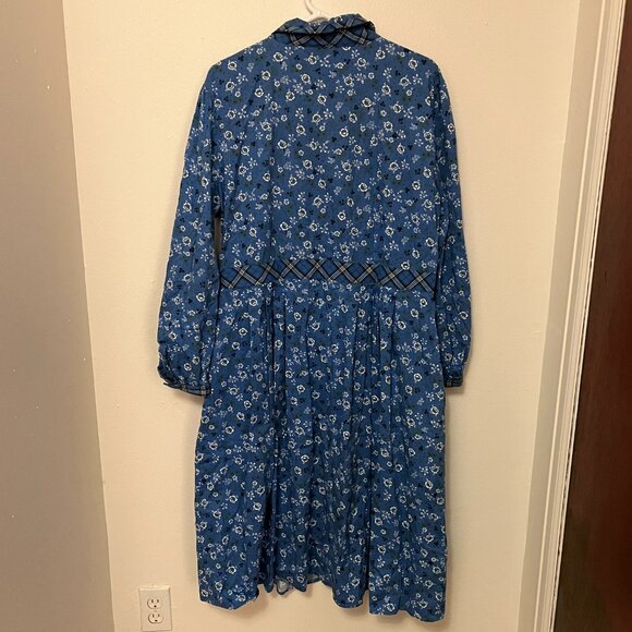 Lanz of Salzburg Blue Floral Women's Dress XL Vintage - Picture 2 of 3
